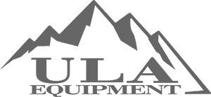 ULA Equipment Logo in Charcoal Grey with Transparent Background. Logo is the outline of mountains over the words "ULA Equipment".