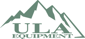 ULA Equipment Logo in Moss Green on a transparent Background. Logo is the outline of mountains over the words "ULA Equipment".