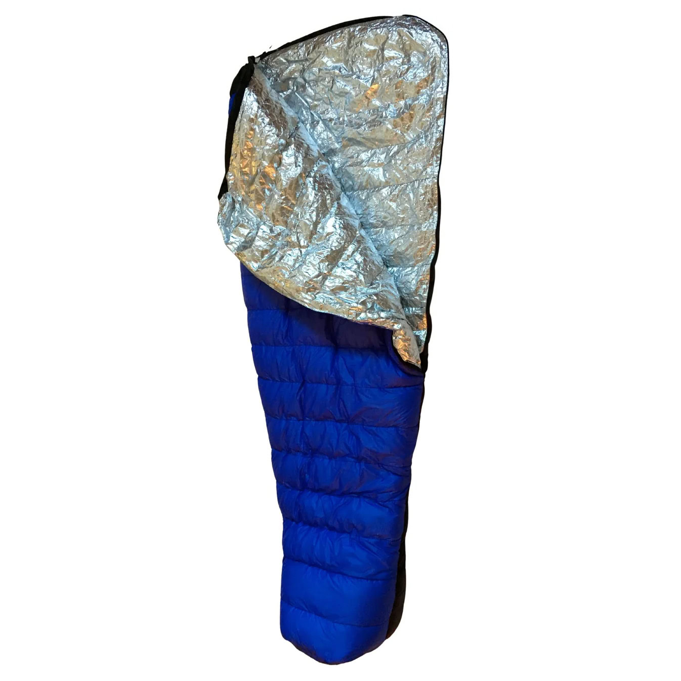 a blue sleeping bag
